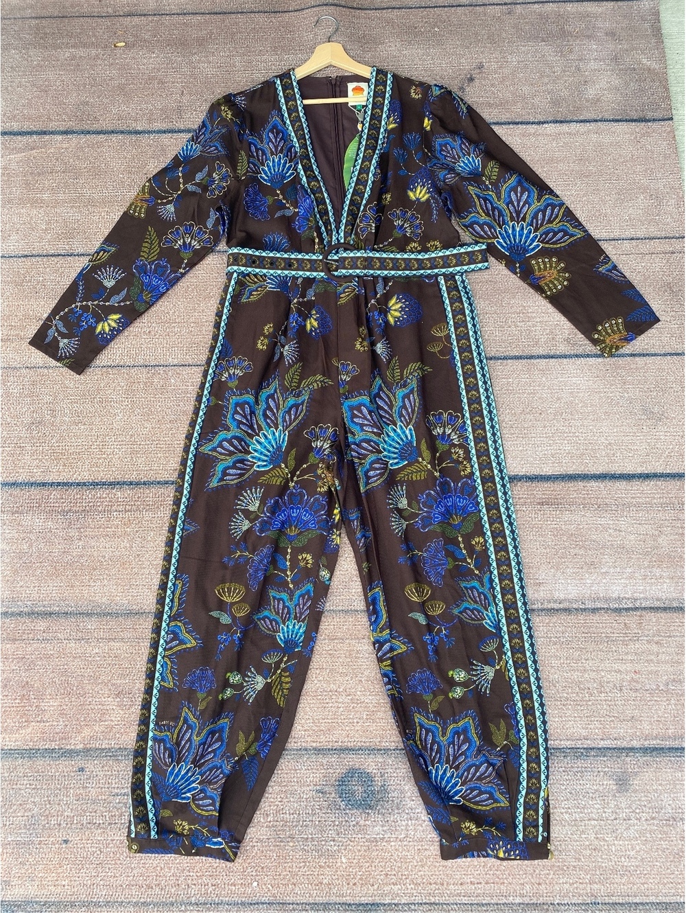 FARM Rio embroidered garden V-Neck jumpsuit XL brand new with tags boho whimsy